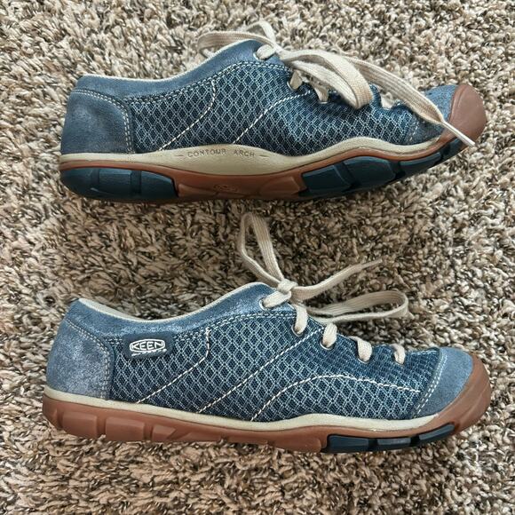 Keen Mercer Lace CNX Leather and Mesh Sneakers - Blue - US Women's Size 9 - Picture 7 of 12